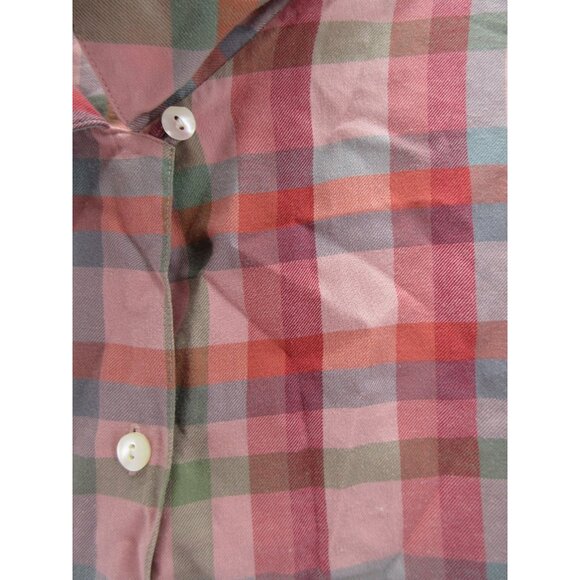 VINTAGE Gap Top Medium Shirt Loop Collar Button Up Plaid 90s Field * - Picture 6 of 12